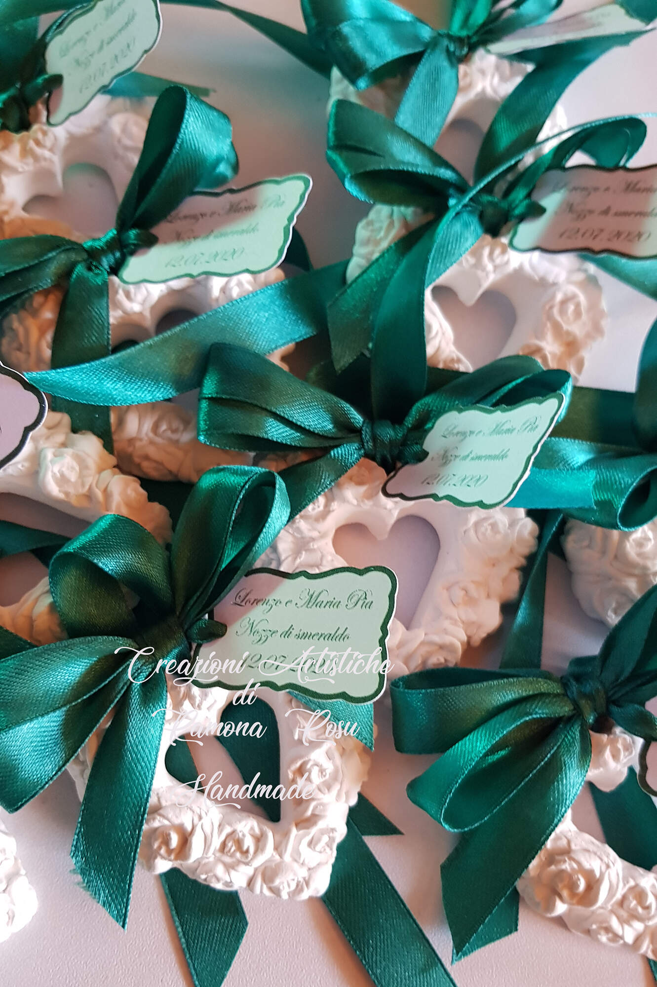 10 Gessetti profumati cuore,cuori con roselline,con fiocco e biglietto,segnaposto matrimonio,comunione (Copia)
