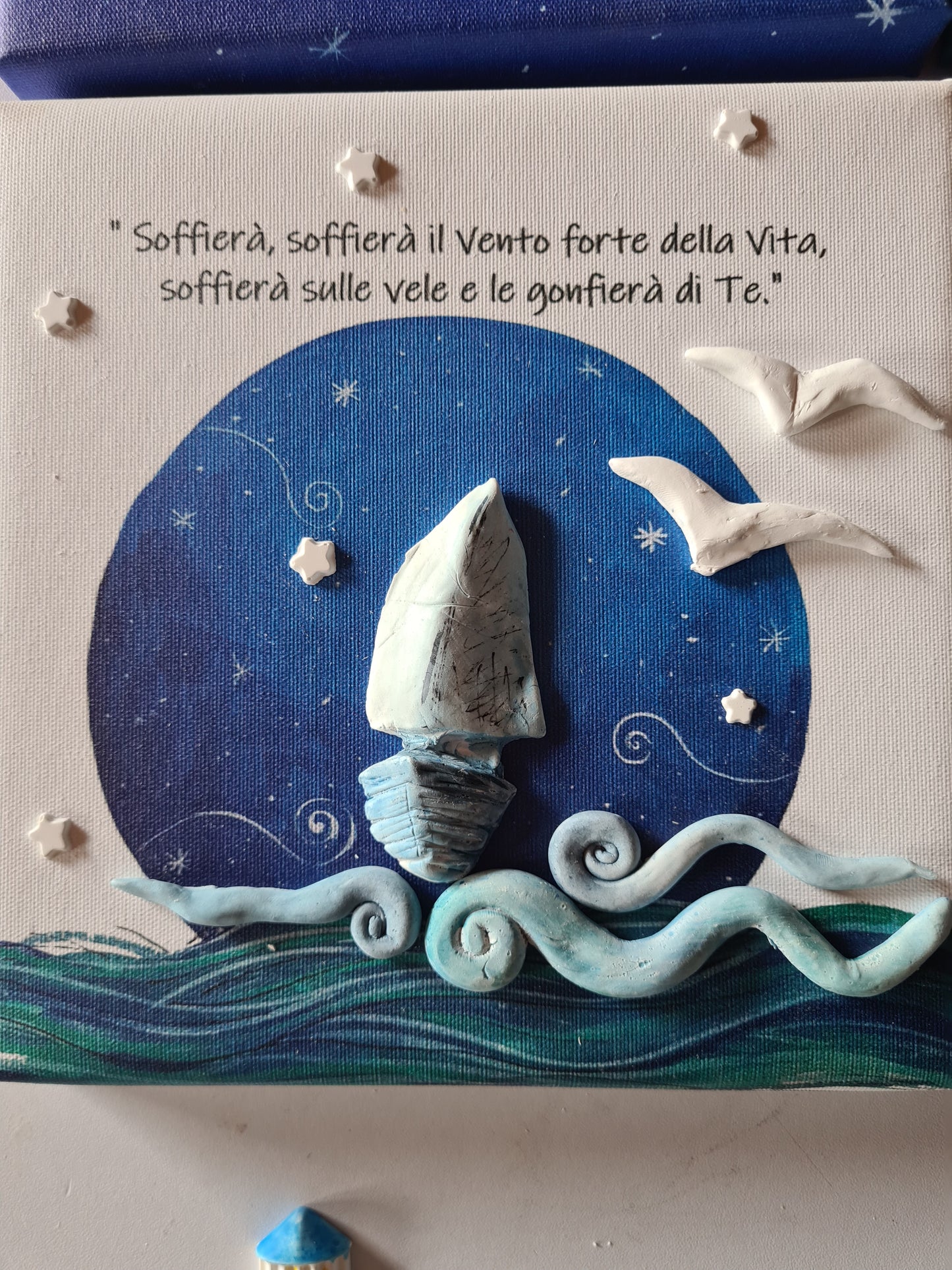 1 Quadretto tema mare,stampa su tela pittorica, bomboniera ,regalo , comunione,cresima,battesimo