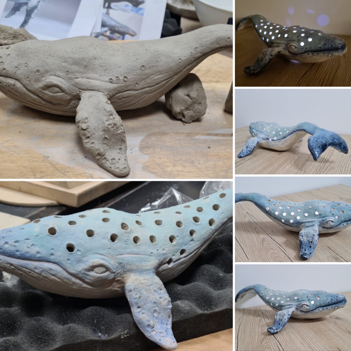 Lampada Balena ,scultura ceramica,meggattera ,creazione artigianale,fatto a mano 100%