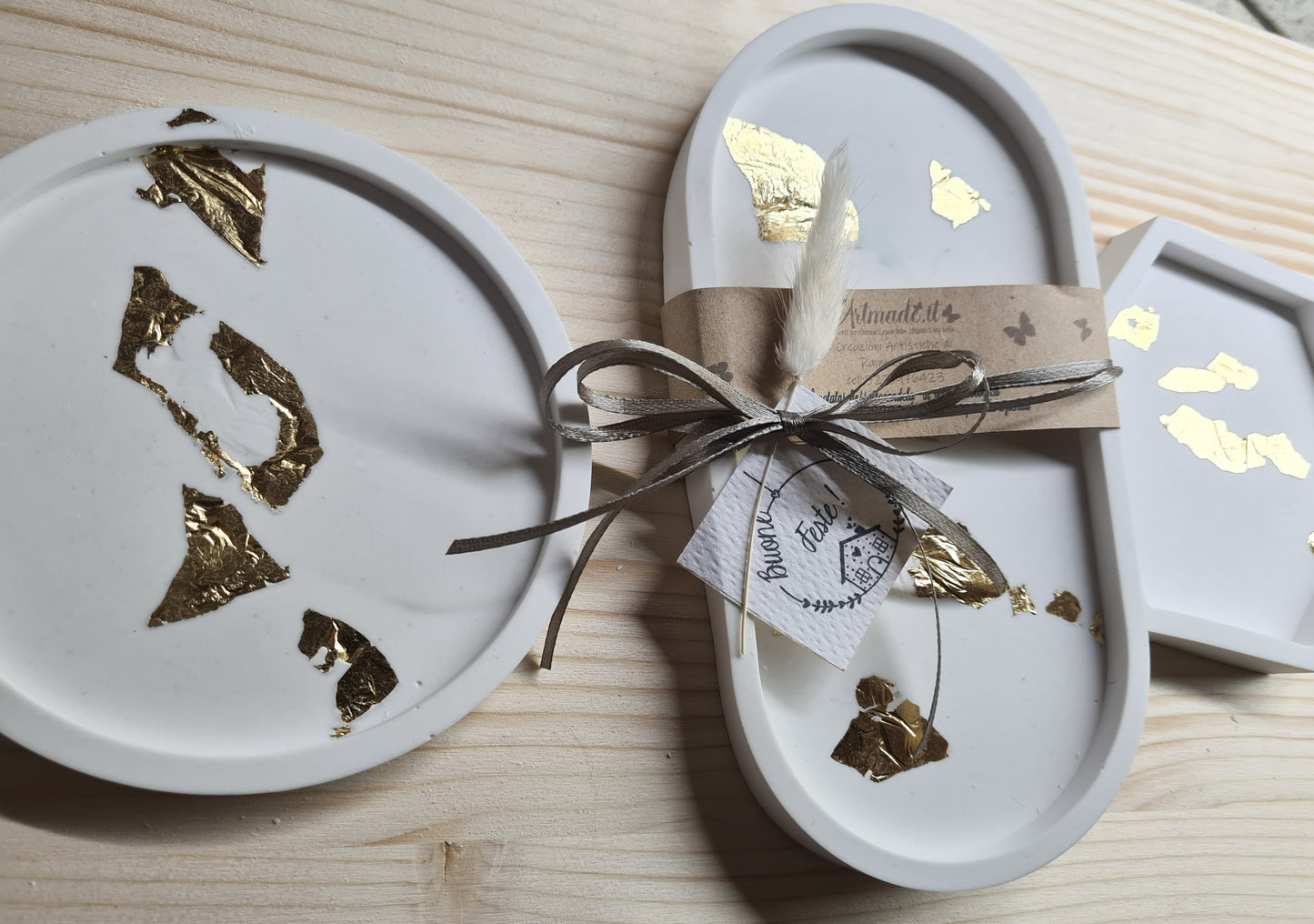 1 svuotasche rotondo con foglio d'oro,regalo,bomboniera