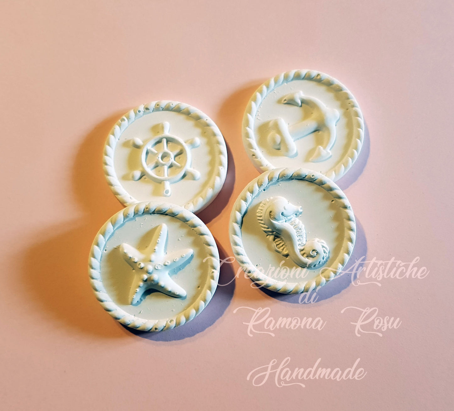 10 Gessetti profumati forme marine, medaglione ,ancora ,stella marina, cavalluccio marino,segnaposto
