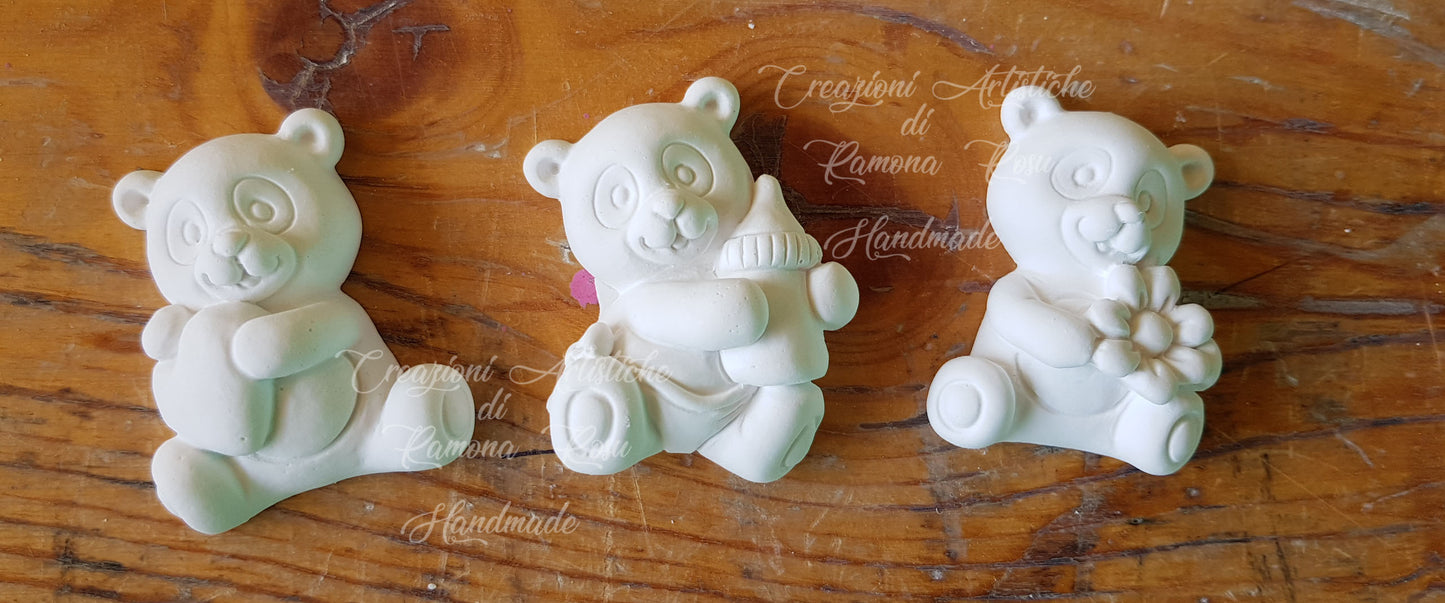 10 Gessetti profumati orsetto panda con cuore,fiore,nascita battesimo