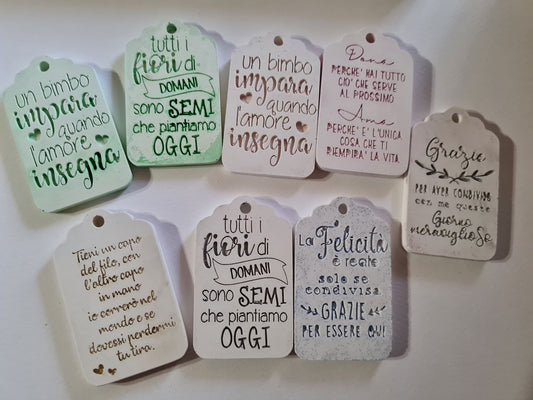 10 Gessetti profumati Tag/targhette con frase ,ringraziamento,grazie,segnaposto matrimonio, comunione,battesimo