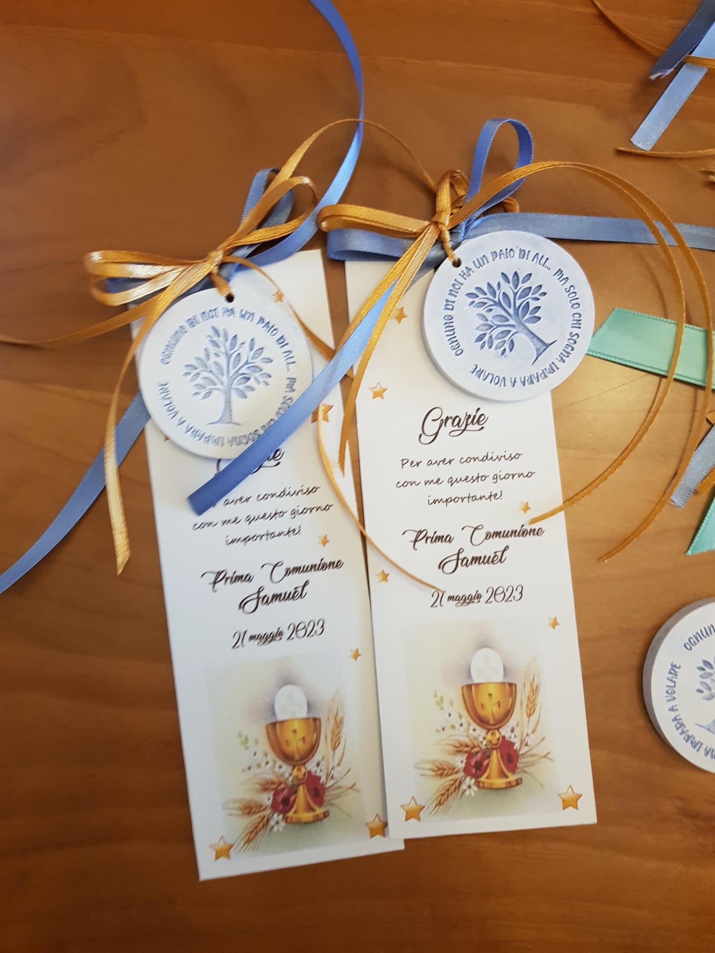 10 Gessetti Profumati tau,croce comunione ,albero della vita con frase,segnaposto comunione