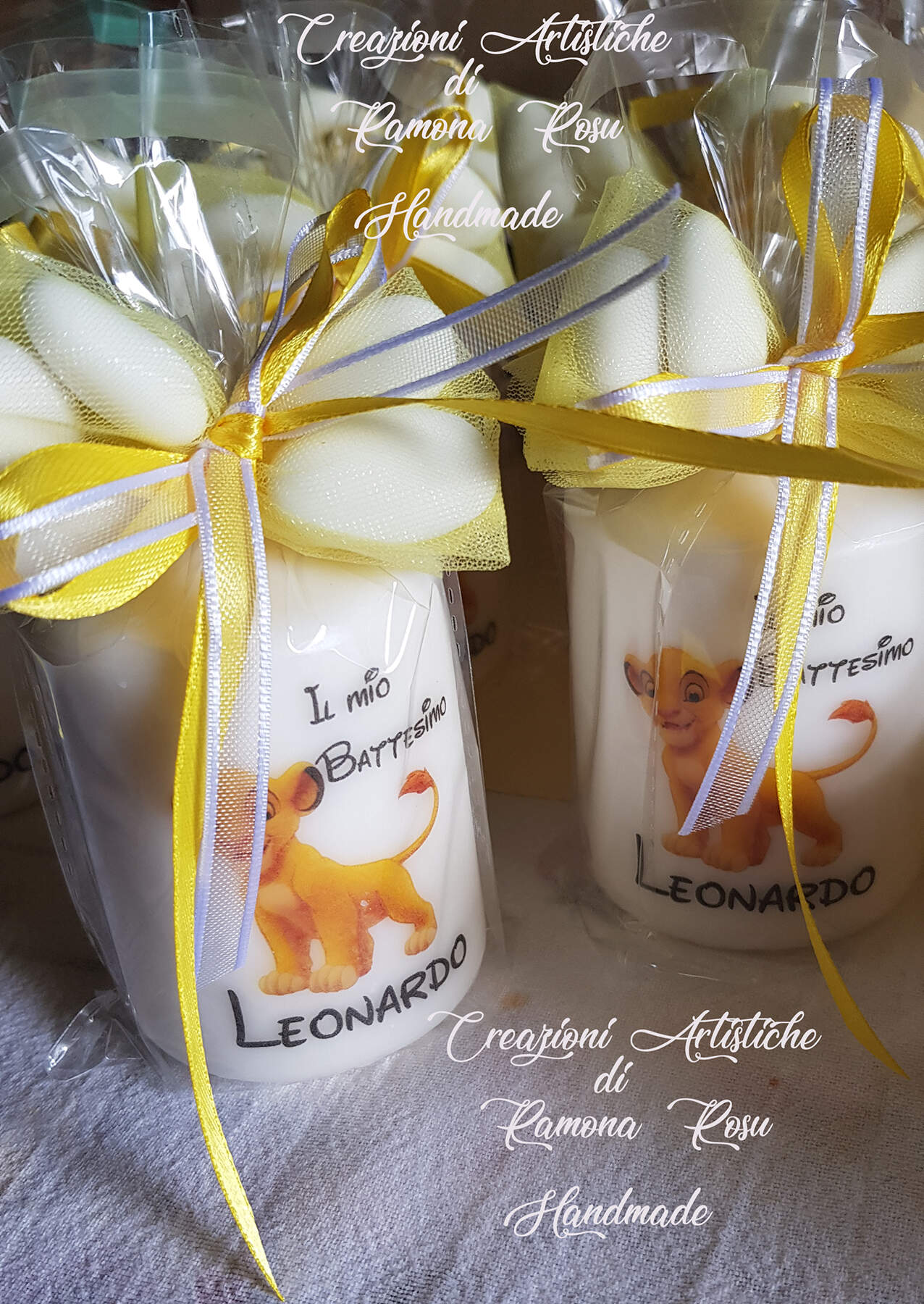 1 Candela personalizzata Re leone,simba,bomboniera battesima,compleanno ,walt disne