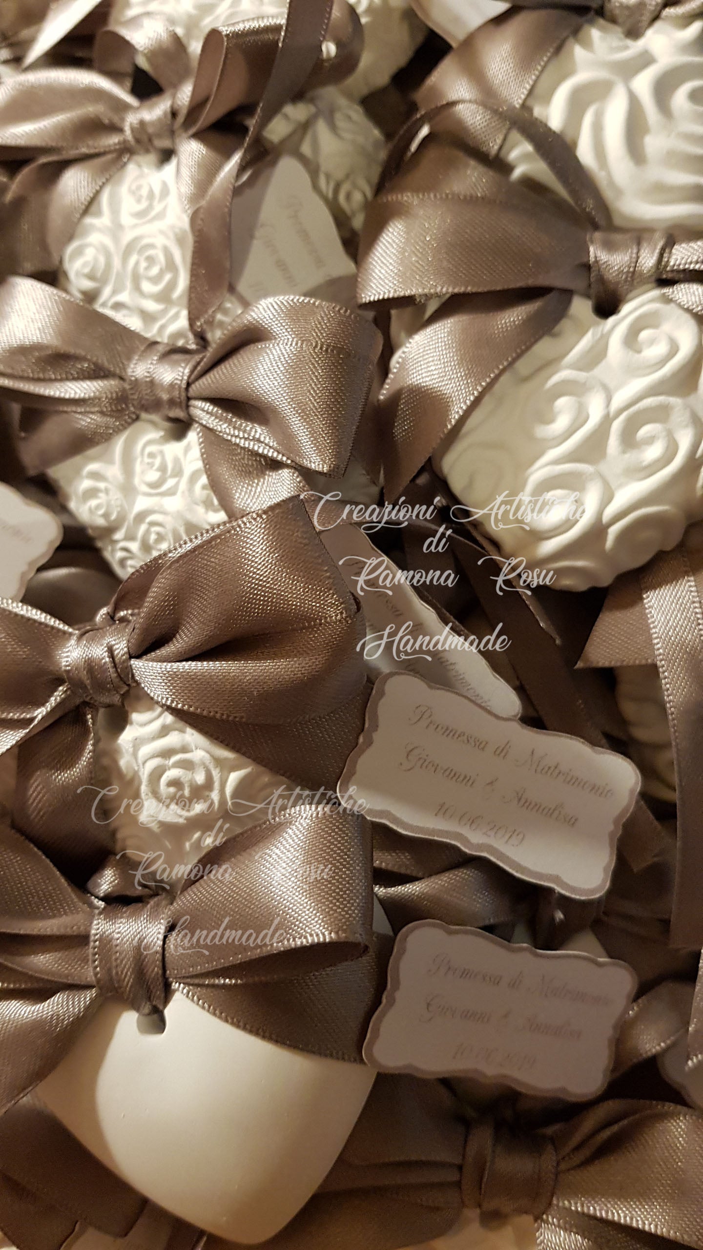 10 Gessetti profumati cuore,cuori misti con fiocco e biglietto,segnaposto matrimonio,comunione