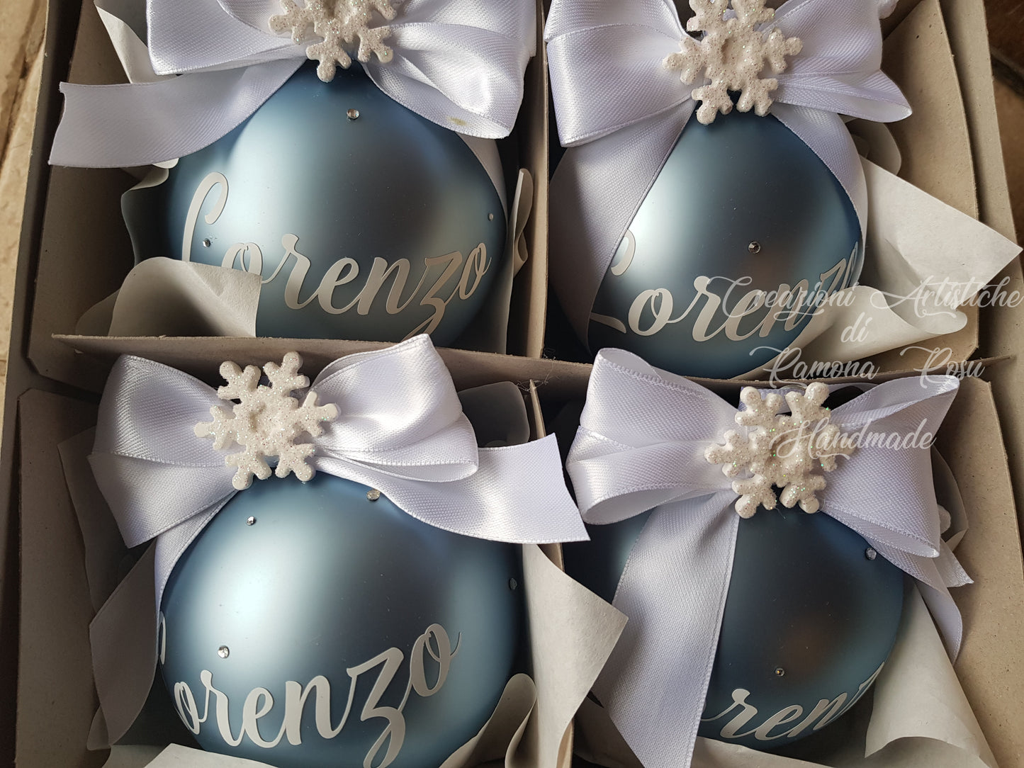 1 Pallina vetro 10 cm con strass Personalizzata con nome