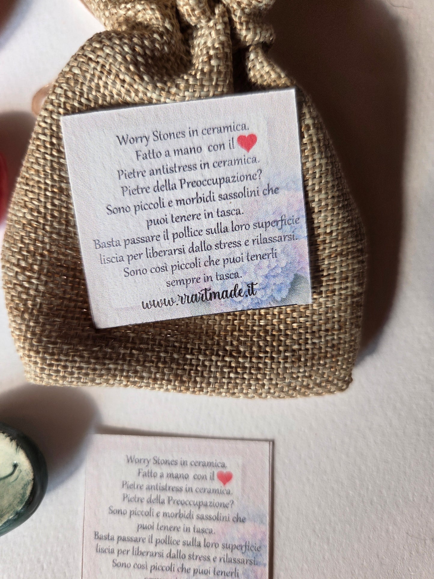 1 Pietra antistress in ceramica,fatto a mano , worry stone, sassolini antistress, calma ansia, preoccupazioni