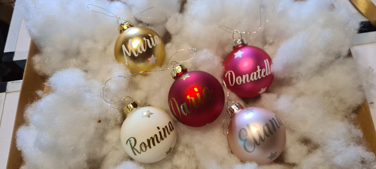 1 Pallina vetro 6 cm personalizzata con nome , nomi ,bimbo,bimba