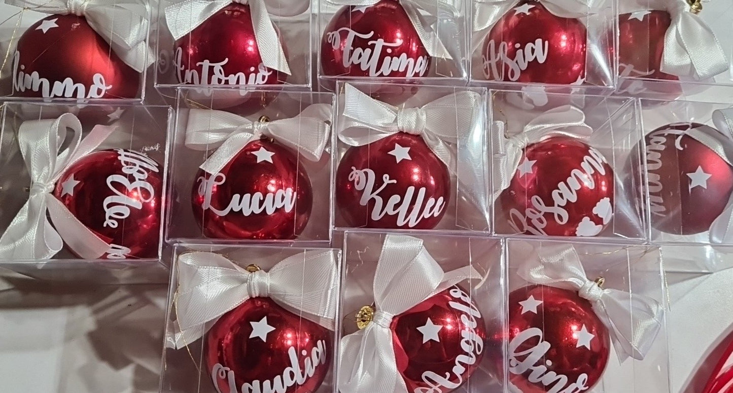 1 Pallina 6 cm plastica, personalizzata con nome bimbo/ bimba