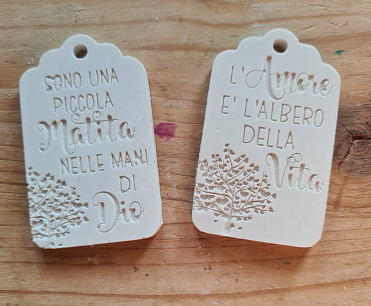 10 Gessetti profumati Tag/targhette con frase ,ringraziamento,grazie,segnaposto matrimonio, comunione,battesimo
