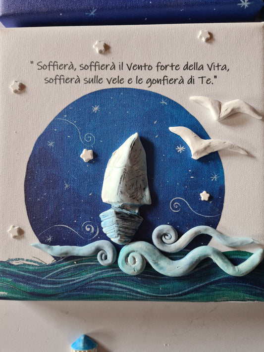 1 Quadretto tema mare,stampa su tela pittorica, bomboniera ,regalo , comunione,cresima,battesimo