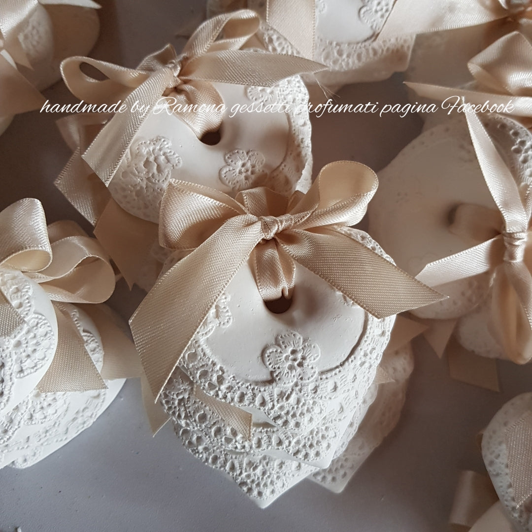 10 Gessetti profumati cuore shabby, cuori segnaposto matrimonio,comunione,cresima