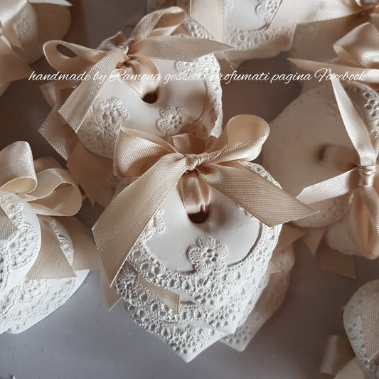 10 Gessetti profumati cuore shabby, cuori segnaposto matrimonio,comunione,cresima