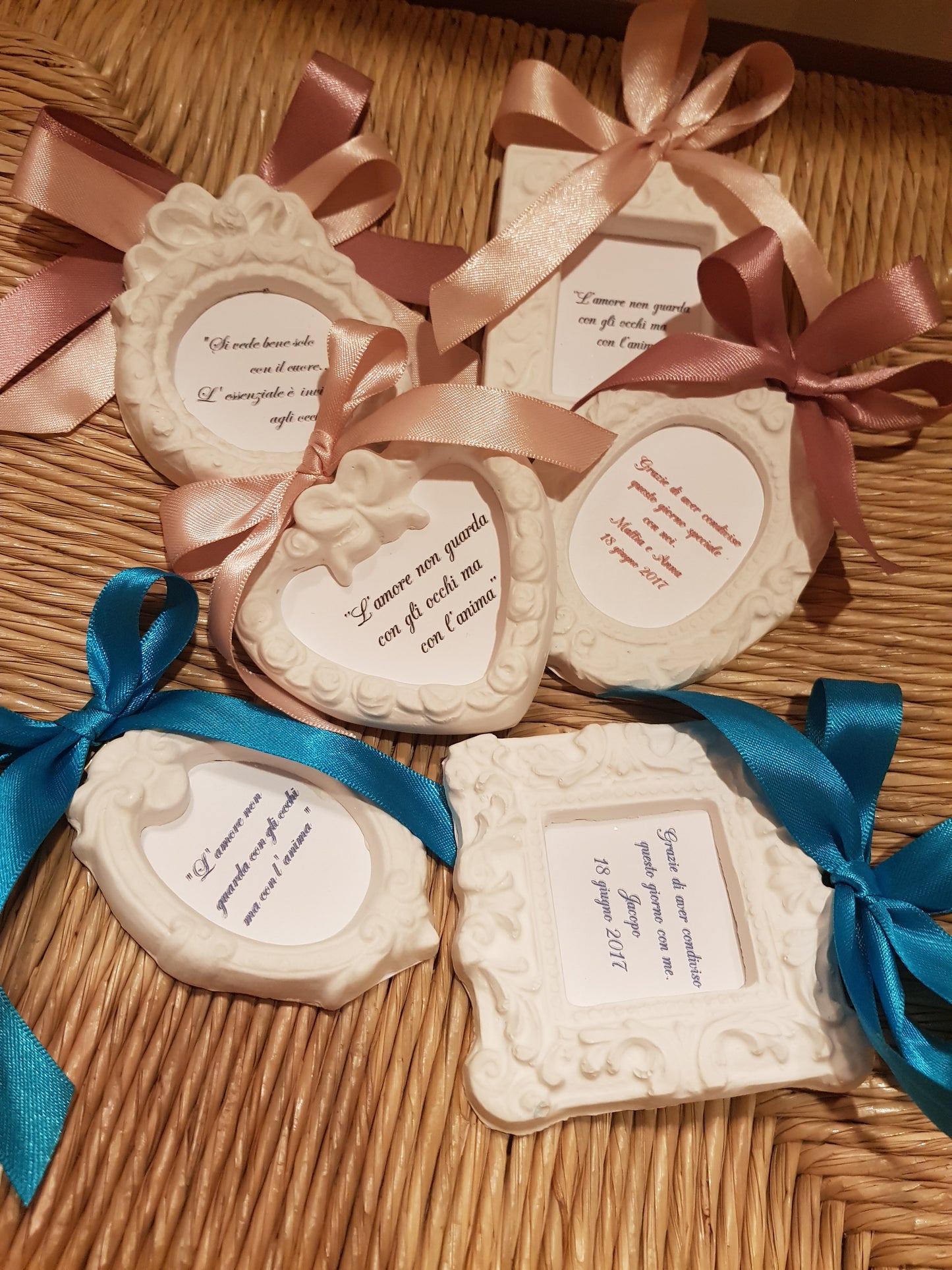 10 Cornici ,forme miste, frase personalizzata ,segnaposto ,bomboniera matrimonio,comunione,cresima,compleanno,nascita,battesimo