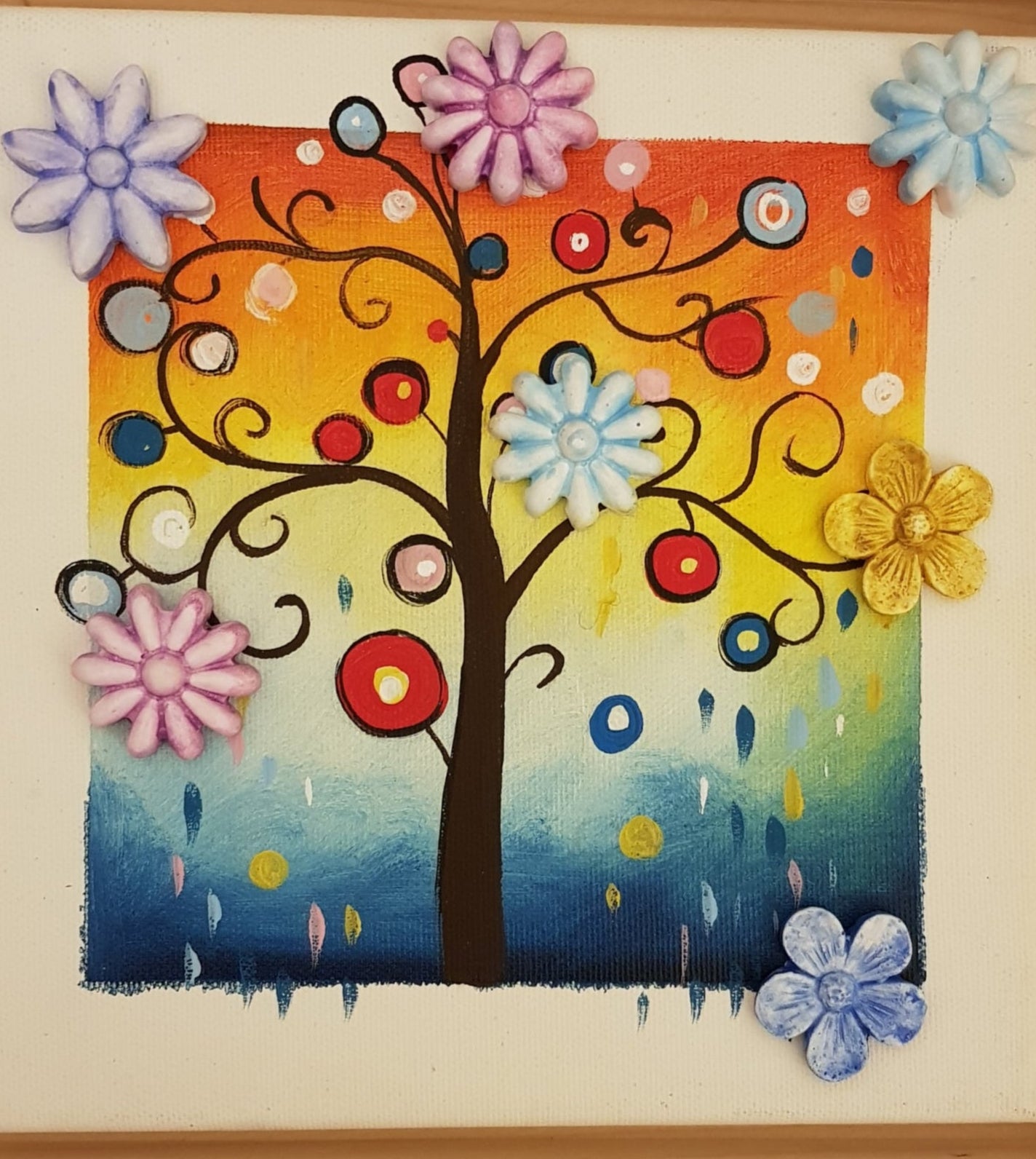 1 Quadretto  stampa su tela Albero della vita ,albero,fiori