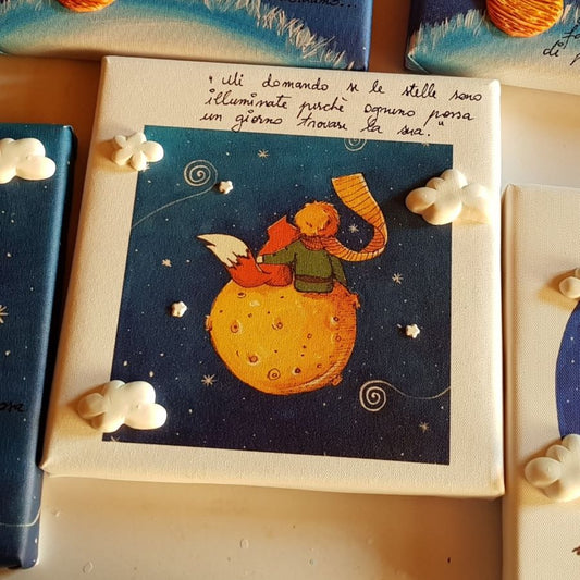 1 Quadretto stampa su tela,bomboniera comunione,battesimo ,piccolo principe