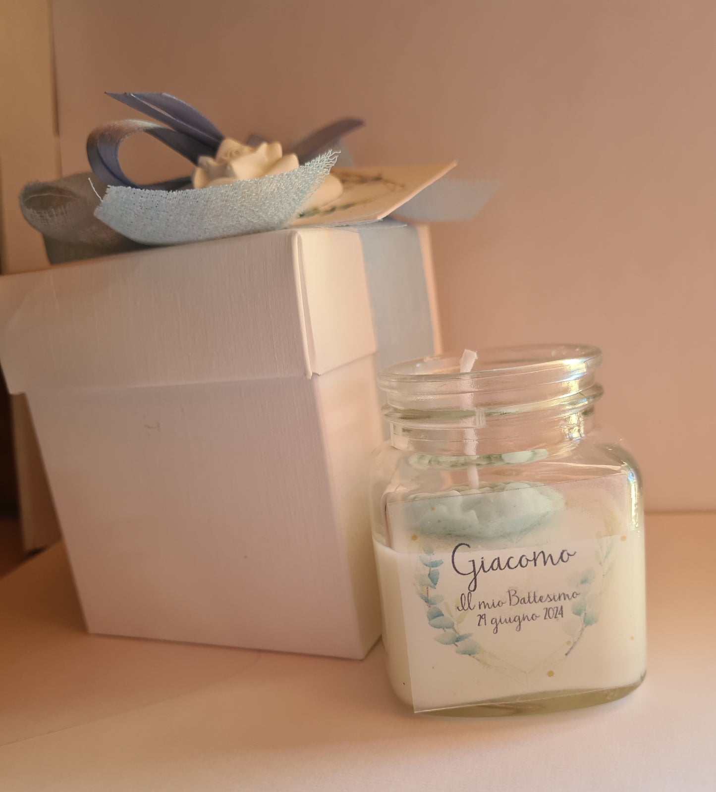 1 Candela/ bomboniera   in cera di soia 100% naturale,segnaposto,bomboniere  matrimonio,nascita ,battesimo ,promessa di matrimonio