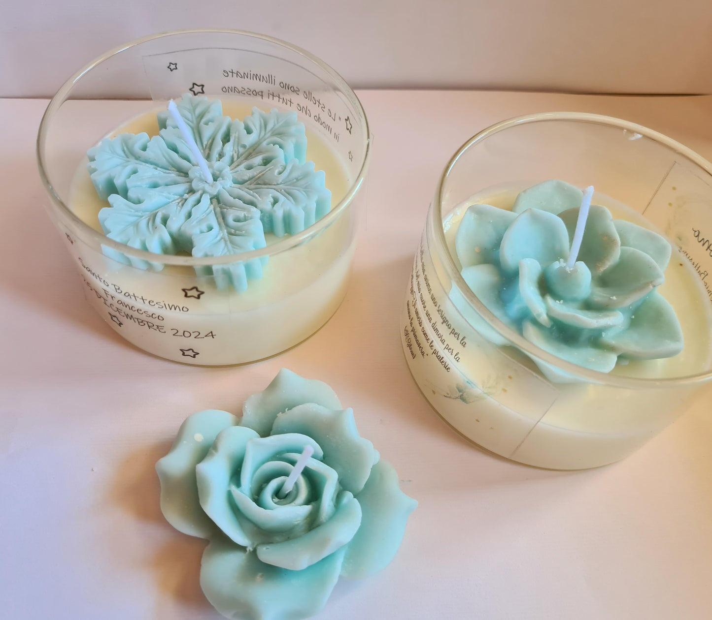 1 Candela segnaposto,bomboniera cera di soia,profumata,personalizzabile