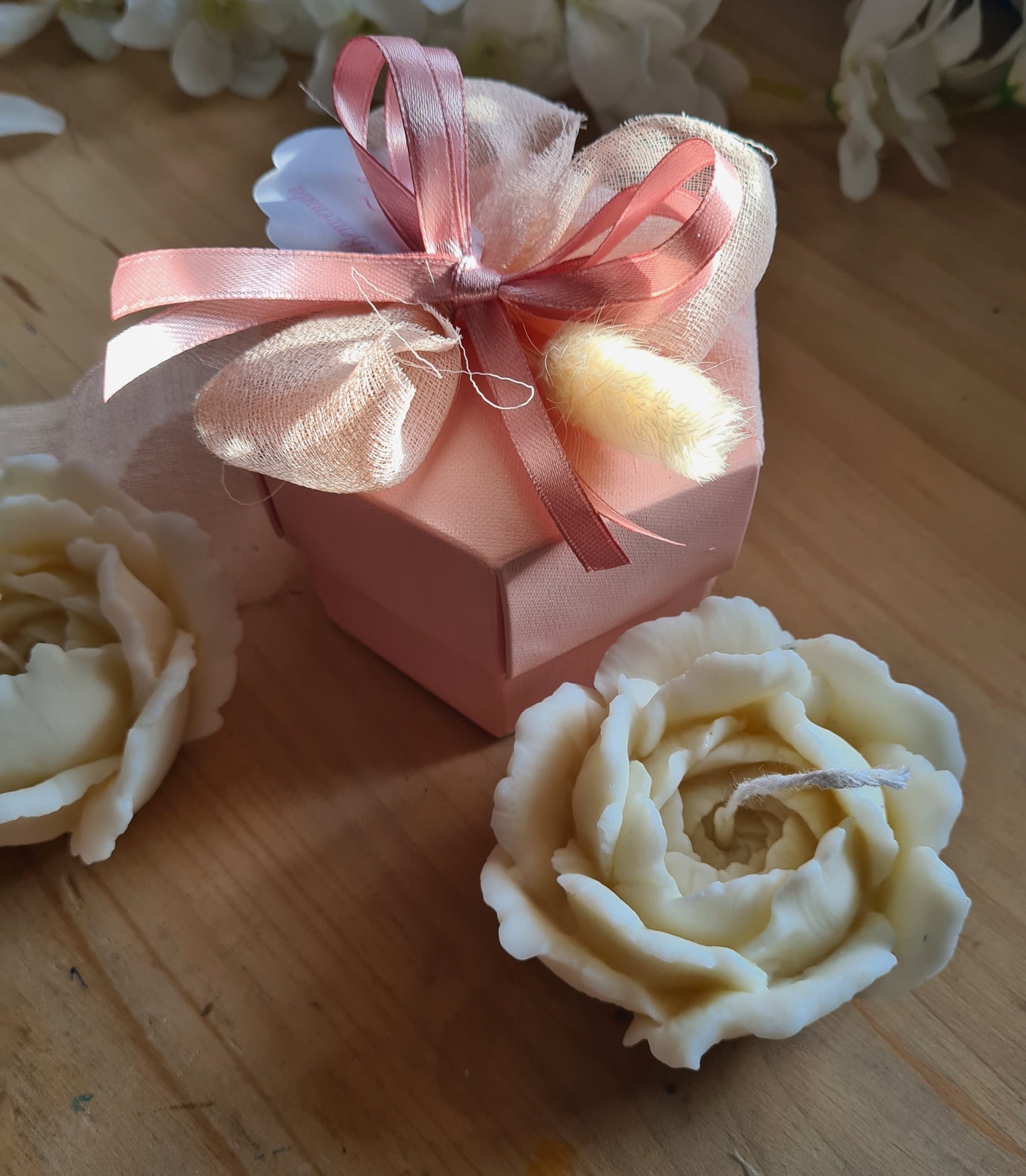 1 Bomboniera,segnaposto peonia ,segnaposti profumate in cera di soia , fiore  in cera di soia ,bomboniere,segnaposti matrimonio,comunione