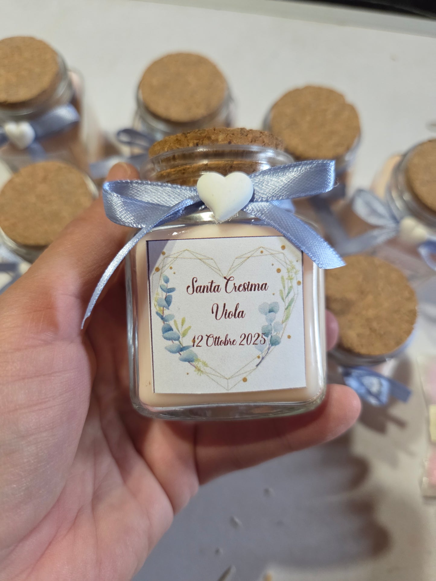 1 Candela/ bomboniera   in cera di soia 100% naturale,segnaposto,bomboniere  matrimonio,nascita ,battesimo ,promessa di matrimonio