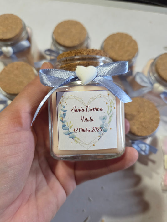 1 Candela/ bomboniera   in cera di soia 100% naturale,segnaposto,bomboniere  matrimonio,nascita ,battesimo ,promessa di matrimonio