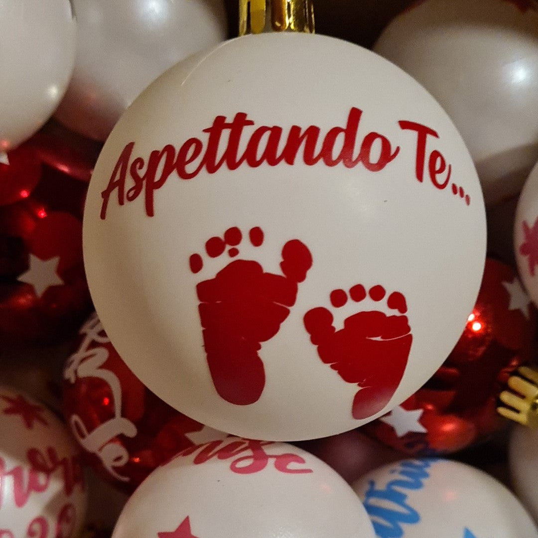 1 Pallina 8 cm plastica, personalizzata con nome bimbo/ bimba