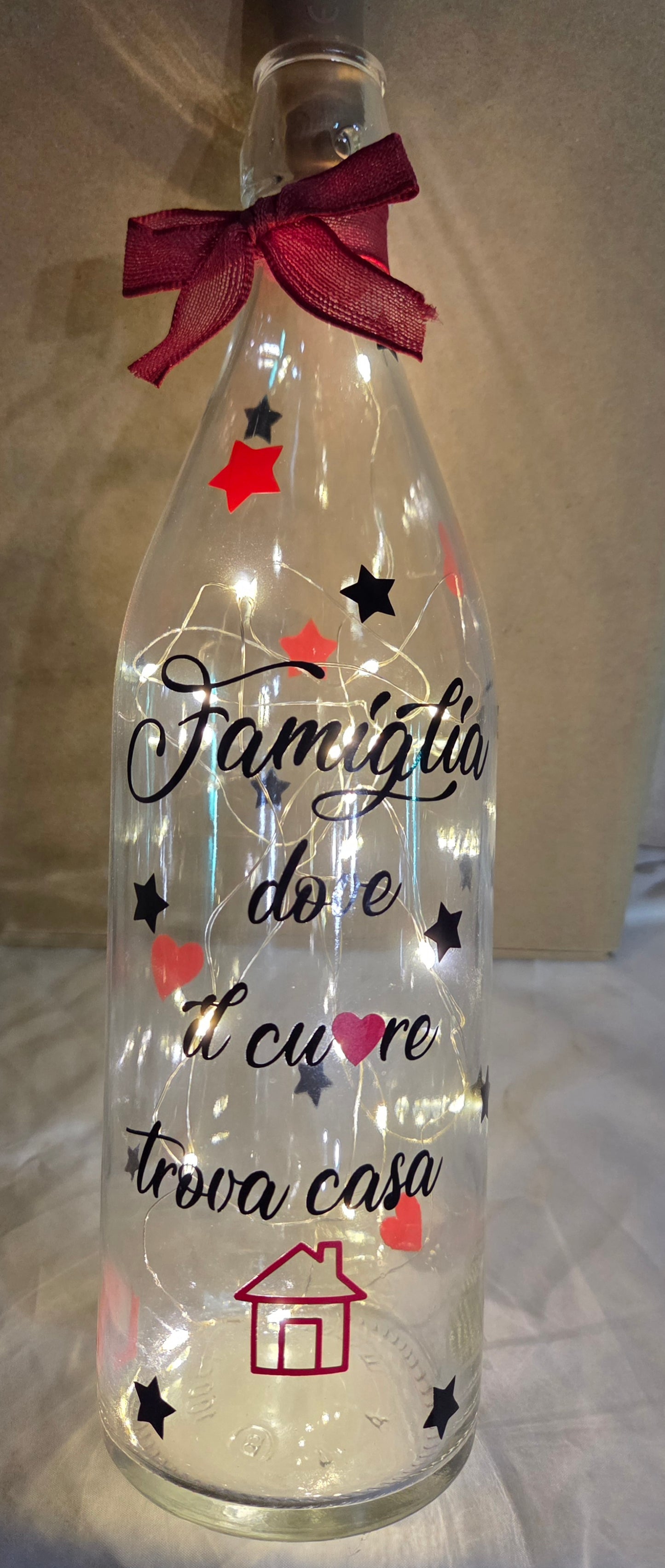 Bottiglie illuminata Luce Led  personalizzate con luci a led ,regalo ,frase