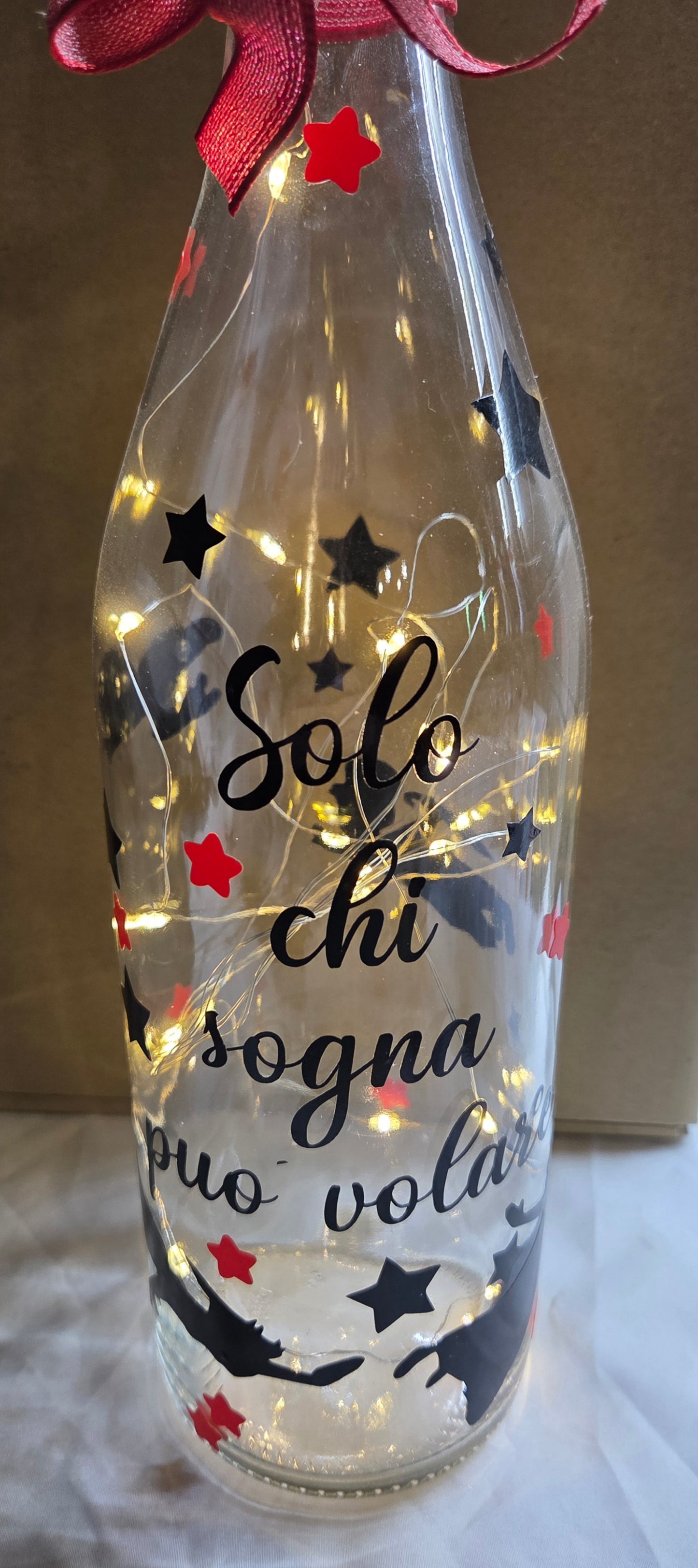 Bottiglie illuminata Luce Led  personalizzate con luci a led ,regalo ,frase