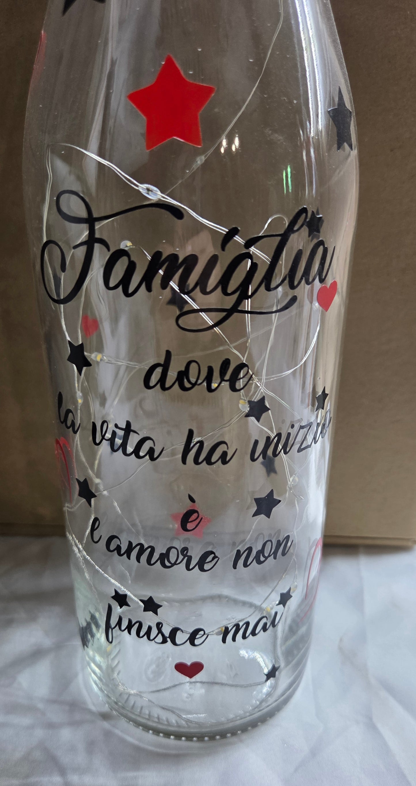 Bottiglie illuminata Luce Led  personalizzate con luci a led ,regalo ,frase