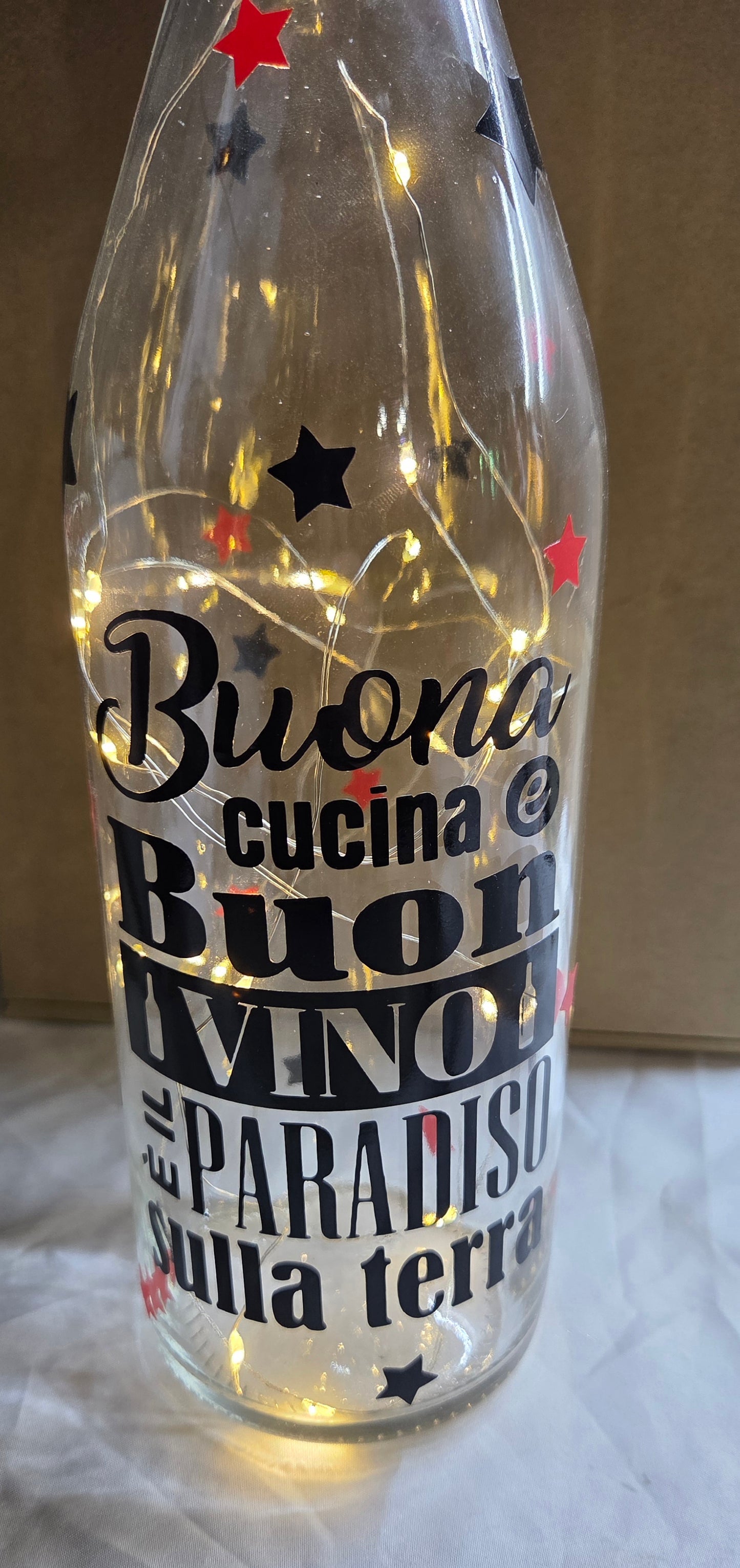 Bottiglie illuminata Luce Led  personalizzate con luci a led ,regalo ,frase