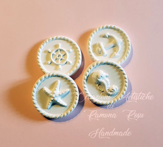 10 Gessetti profumati forme marine, medaglione ,ancora ,stella marina, cavalluccio marino,segnaposto