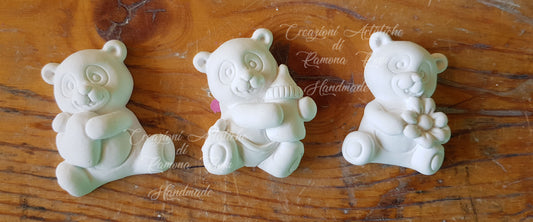 10 Gessetti profumati orsetto panda con cuore,fiore,nascita battesimo