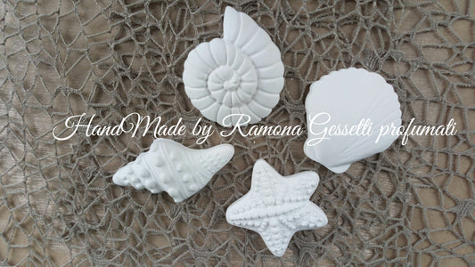 10 Gessetti profumati forme marine, stella marina,conchiglia,segnaposto