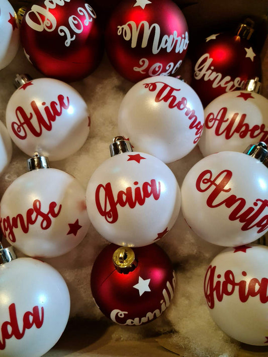 1 Pallina 6 cm plastica, personalizzata con nome bimbo/ bimba