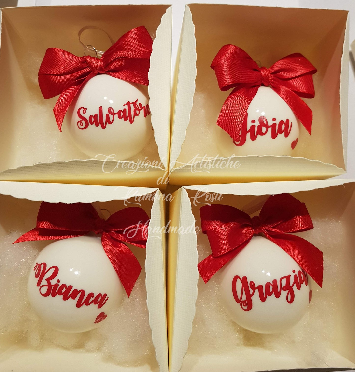 1 Pallina vetro 6 cm personalizzata con nome , nomi ,bimbo,bimba