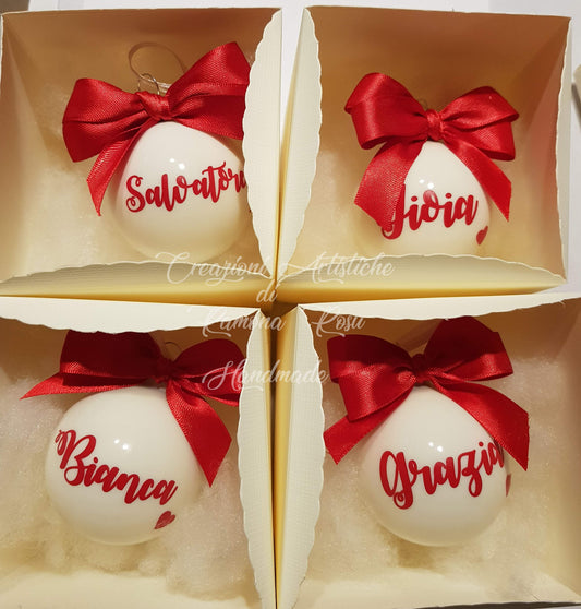 1 Pallina vetro 6 cm personalizzata con nome , nomi ,bimbo,bimba