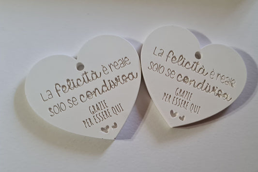 10 Gessetti profumati Cuore con frase "la felicita e reale solo se condivisa "