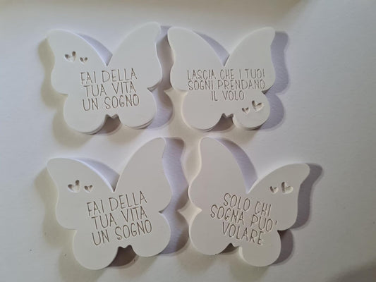 10 pezzi Gessetti profumati farfalle frasi miste 6x6 cm ,segnaposto compleanno, battesimo,matrimonio