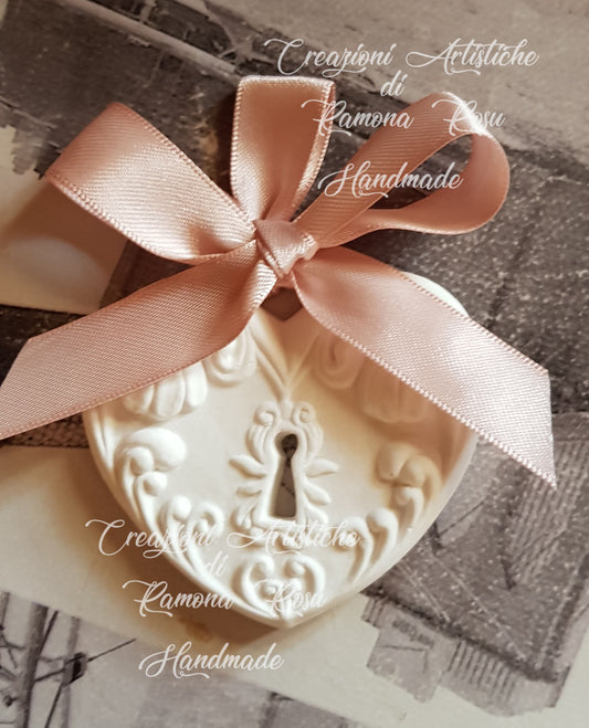 10 Gessetti profumati cuore serratura ,segnaposto matrimonio,cuoricino,comunione