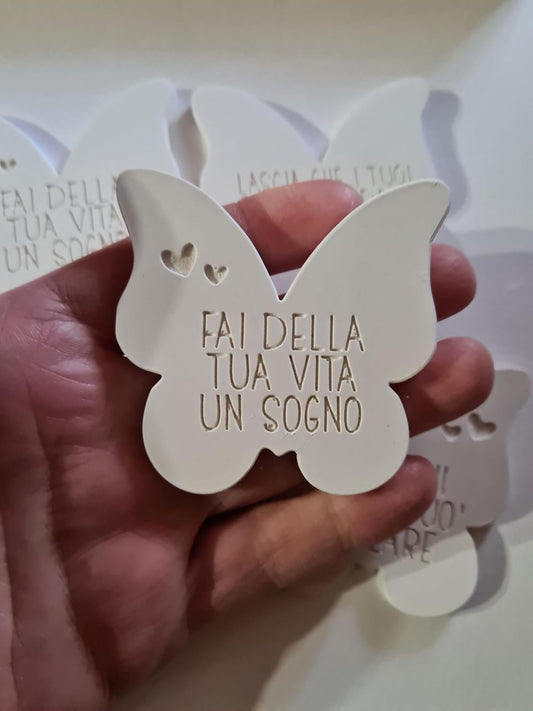 10 pezzi Gessetti profumati farfalle frasi miste 6x6 cm ,segnaposto compleanno, battesimo,matrimonio