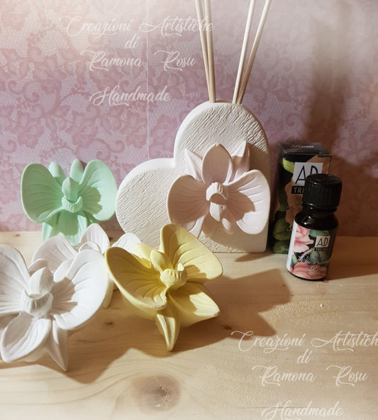 1 Profumatore d'Ambiente cuore con orchidea,regalo ideale per matrimonio,nozze,comunione