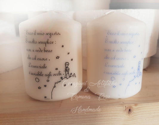 1 Candela personalizzata Piccolo Principe ,bomboniera battesima,compleanno ,comunione