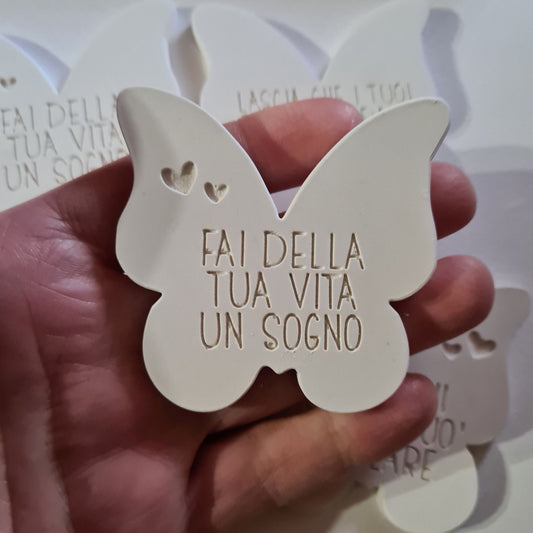 10 Gessetti profumati farfalle con frasi miste misure 6x6 cm