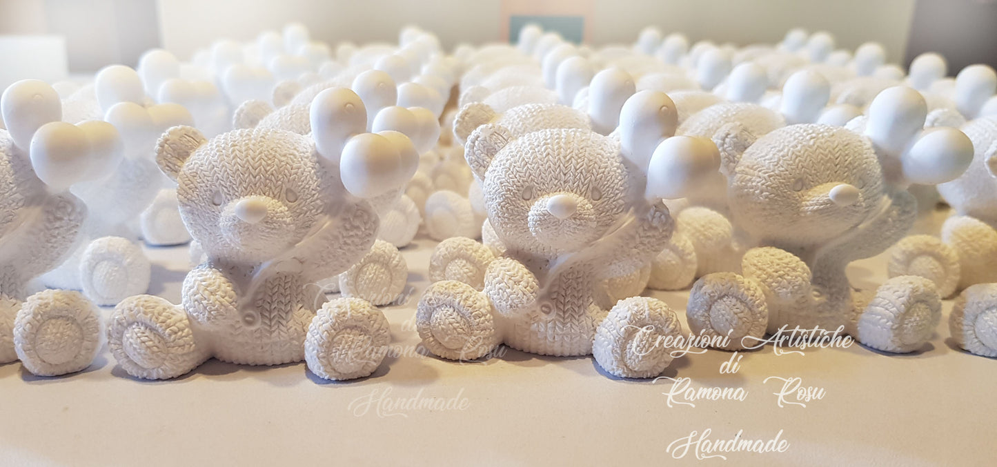 10 gessetti profumati orsetti con palloncino ,orso 3d,segnaposto nascita,battesimo,compleanno