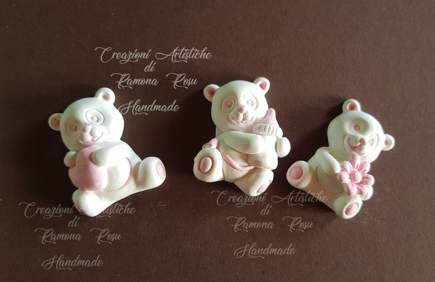 10 Gessetti profumati orsetto panda con cuore,fiore,nascita battesimo
