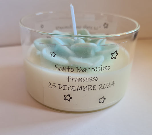 1 Candela segnaposto,bomboniera cera di soia,profumata,personalizzabile
