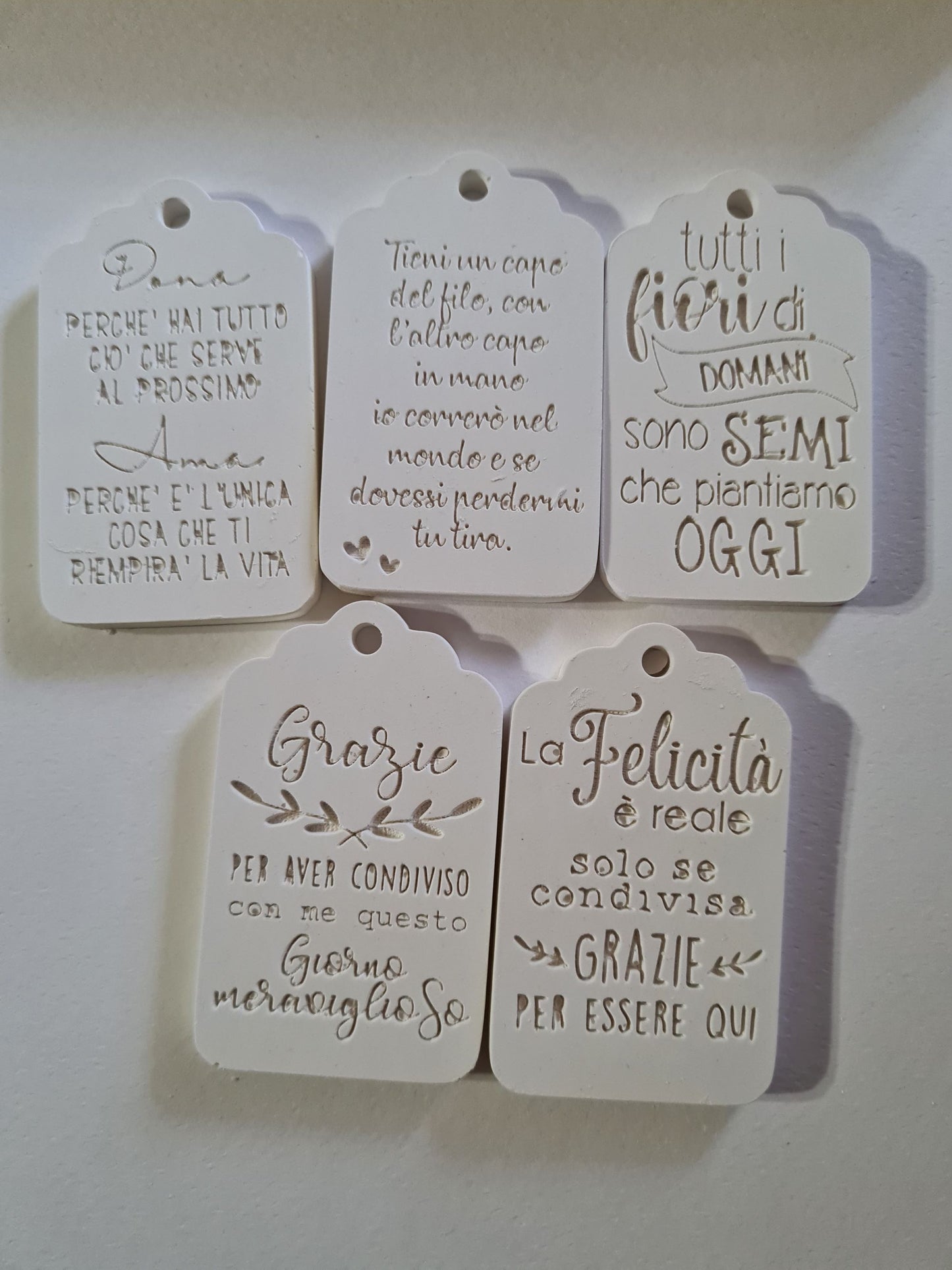 10 Gessetti profumati Tag/targhette con frase ,ringraziamento,grazie,segnaposto matrimonio, comunione,battesimo