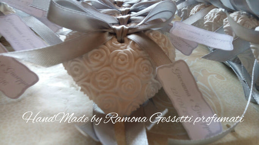 10 Gessetti profumati cuore,cuori misti con fiocco e biglietto,segnaposto matrimonio,comunione