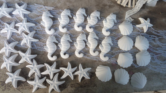 25 Gessetti profumati forme marine conchiglia ,stella marina ,cavalluccio marino